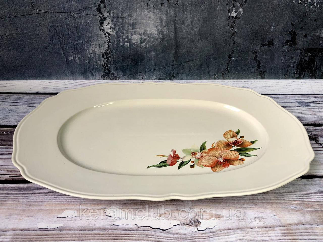 Блюдо No 38 Керамклуб 37 см біле з деколлю