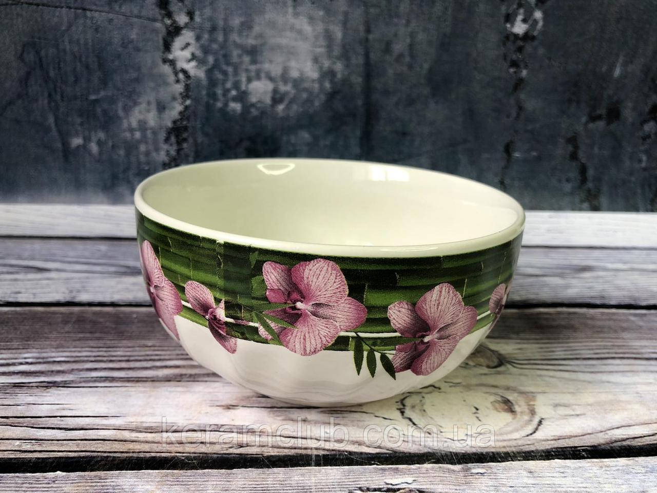 Салатник Керамклуб Бамбук пурпурна орхідея 500 мл білий, фото 1