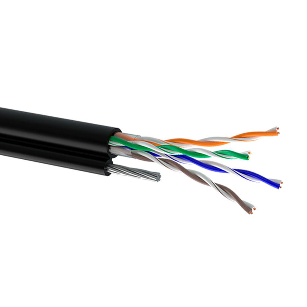 Кабель звита пара КППт-ВП (100) 4 пари 0.51 (UTP 5E) OK-net CU мідь (ПЕ) з тросом 7*0.50 м зовнішній, фото 1