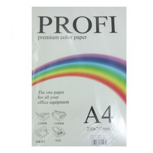Папір для друку кольорова "Profi", набір 5 неонових кольорів по 50 листів, формат А4, Щільність 80г/м2.