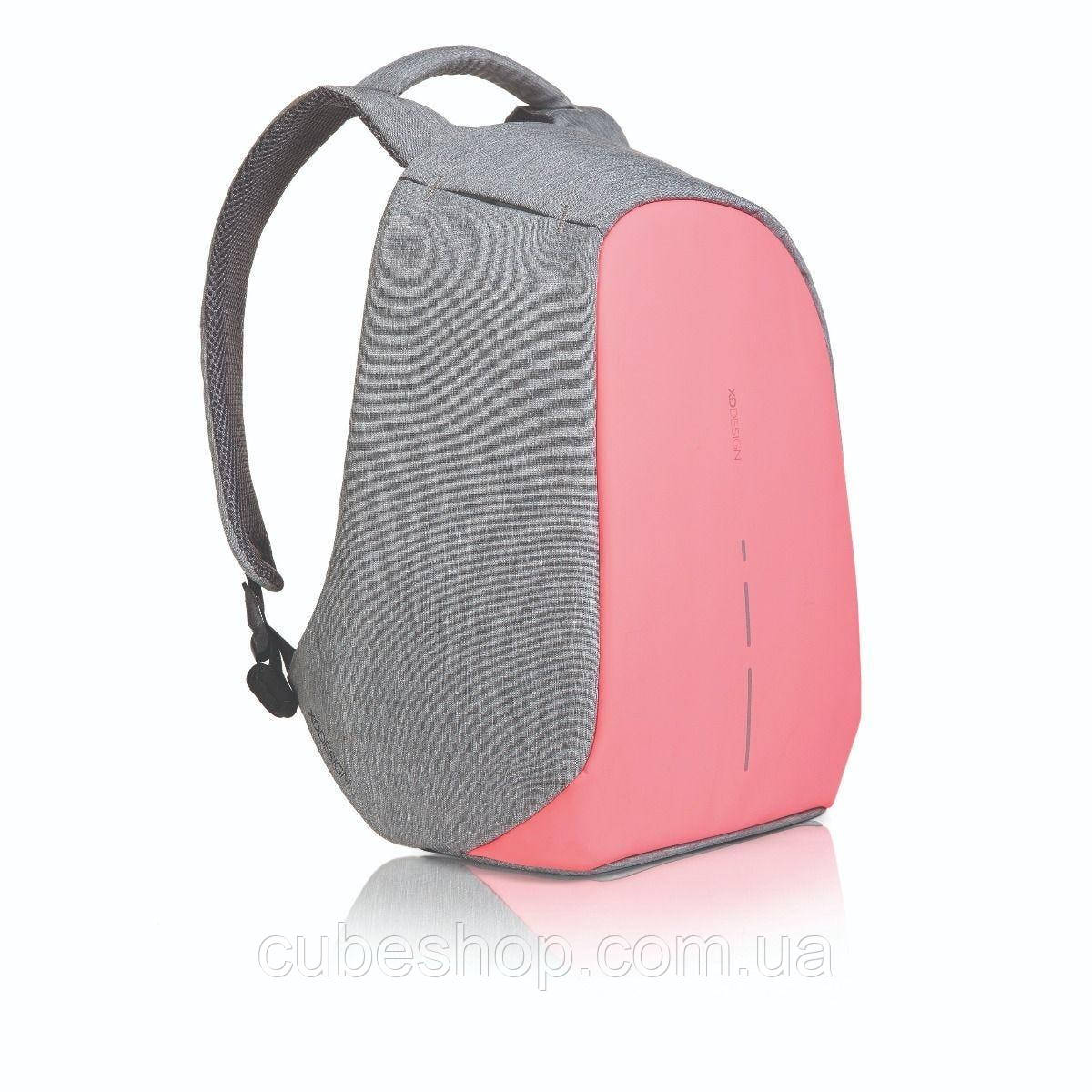 Городской рюкзак антивор XD Design Bobby Compact Coralette (серый-розовый)