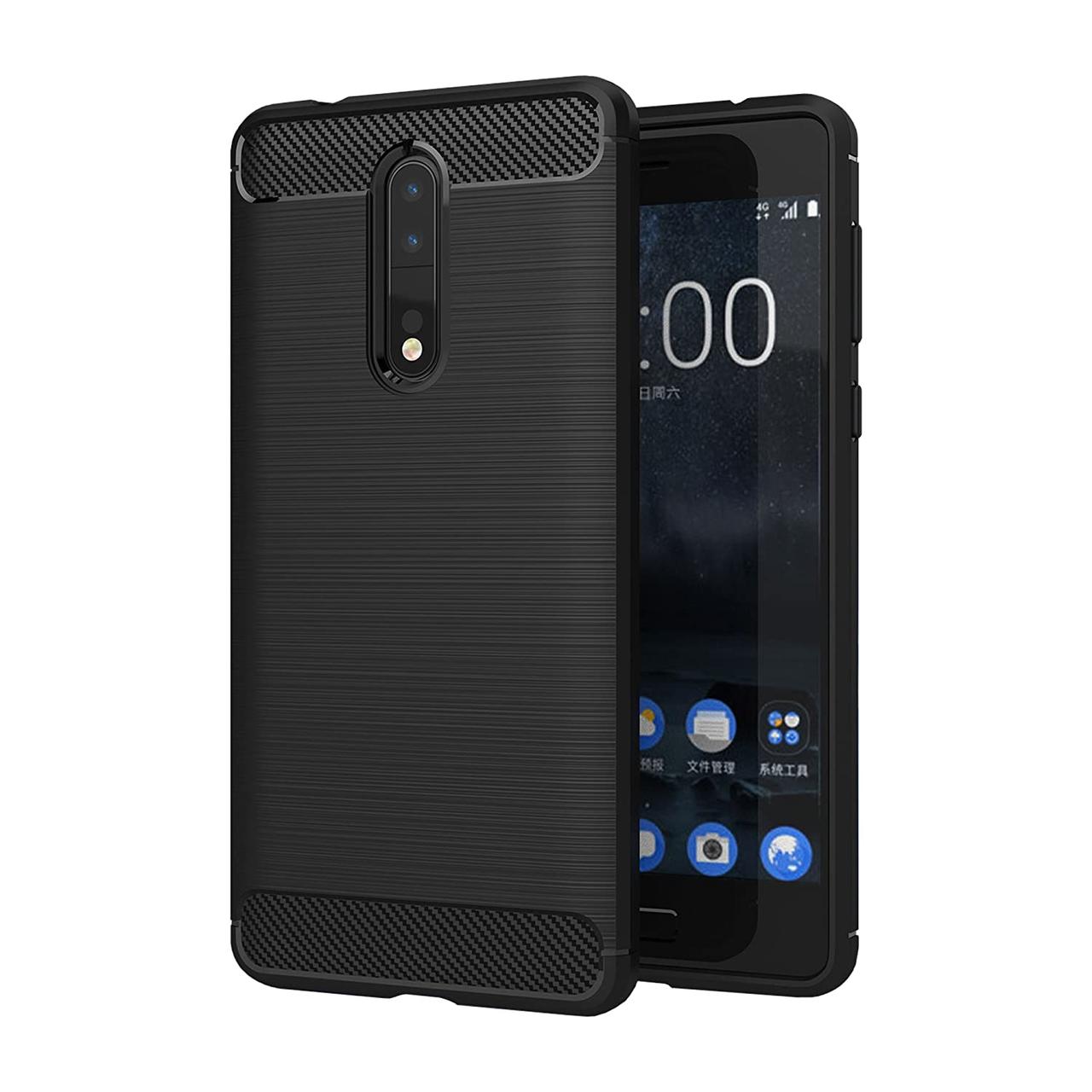Чохол накладка для Nokia 8 - TPU Carbon Fiber Case Чорний
