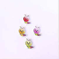 Ґудзик декоративний "Гусеничка" дерев'яна 2*2,5 см 5 шт. набір