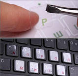 Наклейки на клавіатуру прозорі із синіми літерами Російські, фото 3