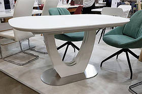 Розкладний овальний стіл ТМL-765 з матовим склом білий 140-180х88х76(Н) см