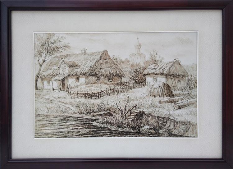 Картина в багетній рамі № 20 "Старе село" А3 (430х303)
