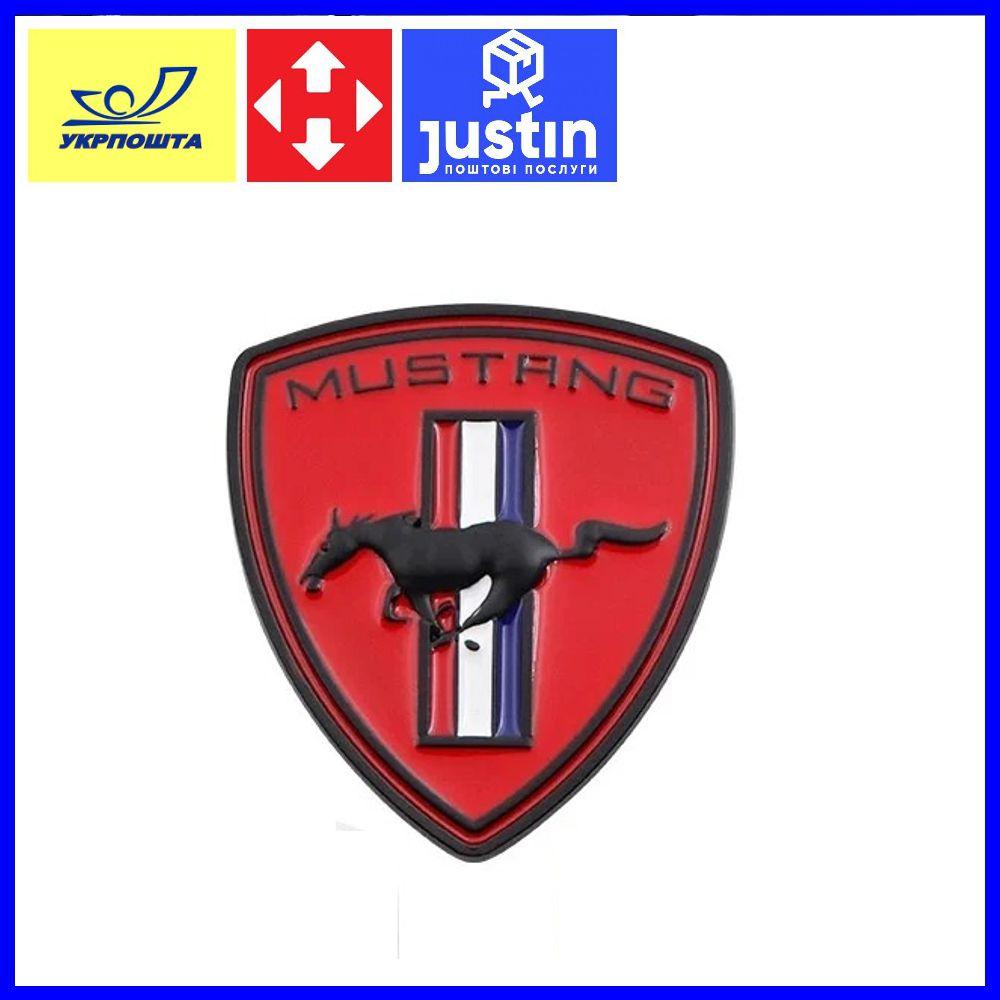 3D емблема MUSTANG червоний, фото 1