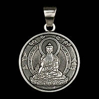 Талісман удачі Будда Медицини Метал з посріблені 22х22х1,5мм (02972)