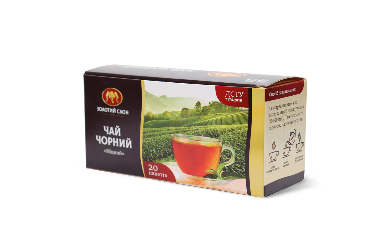 Чай Золотий Слон чорний Міцний ф/п 20*1,3 м б/я