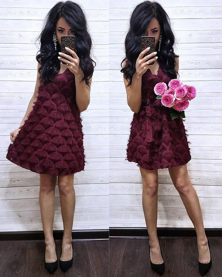 Плаття літнє з війками вільне з поясом, фото 1