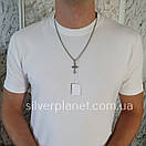 Комплект! срібний ланцюжок і красивий хрестик з жорстким вушком. Чорніння хрест на ланцюжку срібло, фото 2