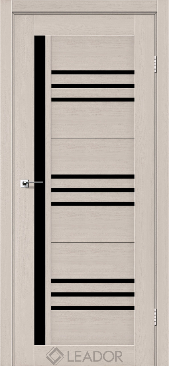 Міжкімнатні двері ЛЕАДОР/ Leador COMPANIA Дуб лате з чорним склом, фото 1