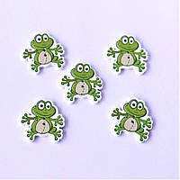 Ґудзик декоративний "Жаба" дерев'яна 2,5*2,5 см 5 шт. набір