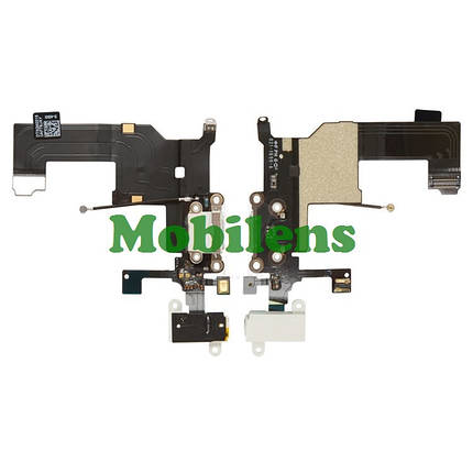 Apple iPhone 5, A1428, A1429 Шлейф із роз'ємом заряджання білий, фото 1