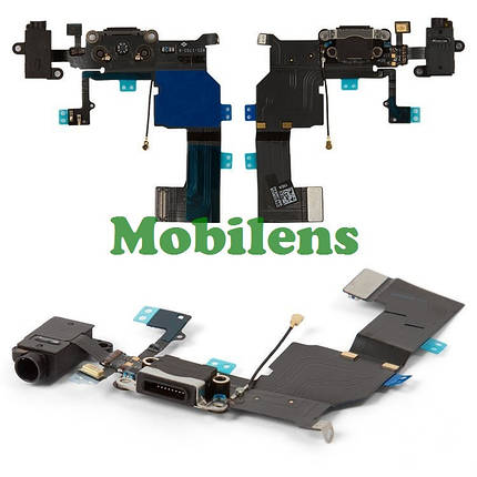 Apple iPhone 5C, A1456, A1507, A1529, A1532 Шлейф із роз'ємом заряджання чорний, фото 1