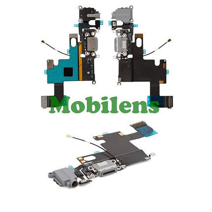 Apple iPhone 6, A1549, A1586, A1589, MG4F2 Шлейф із роз'ємом заряджання та конектора навушників сірий, фото 1