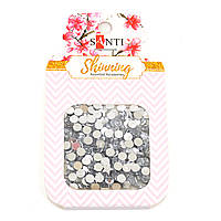 Набір страз круглих, багатогранних, білого кольору, 8 грам.