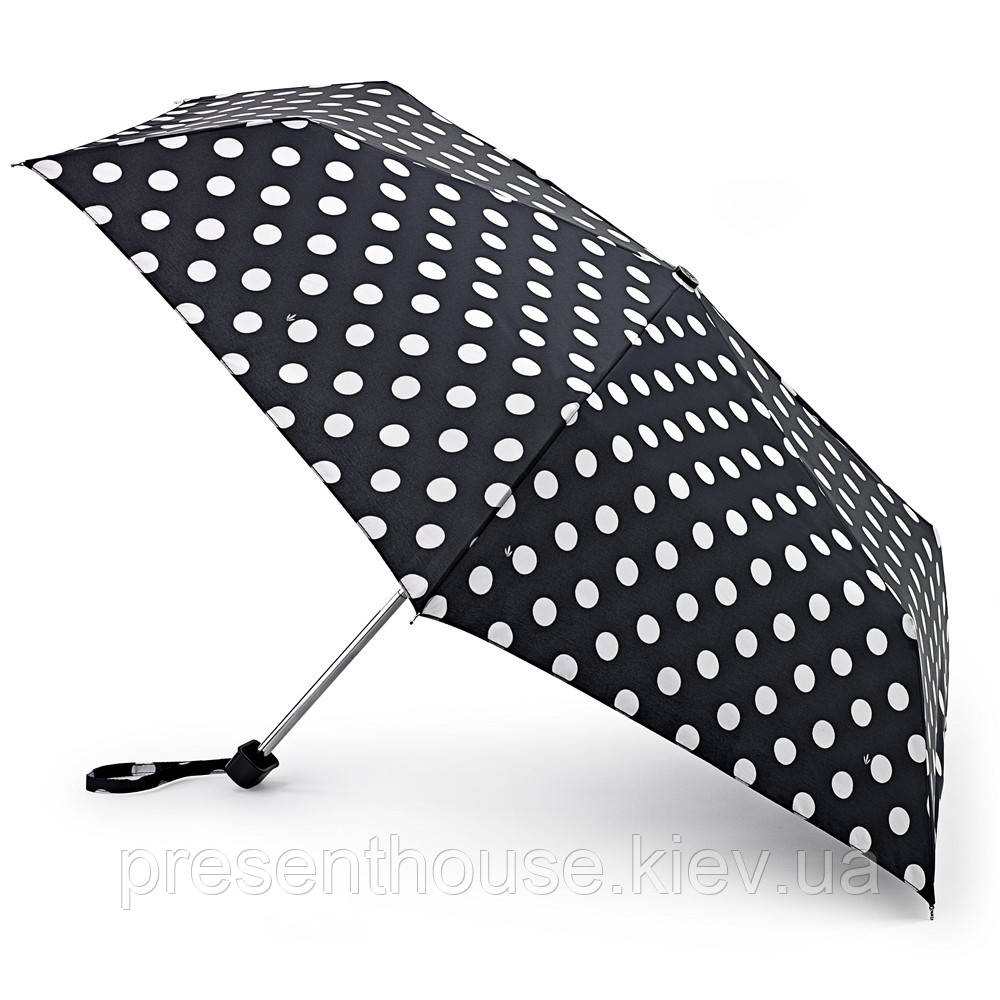 Парасолька жіноча Fulton Miniflat-2 L340 White Spot (Білий горох)