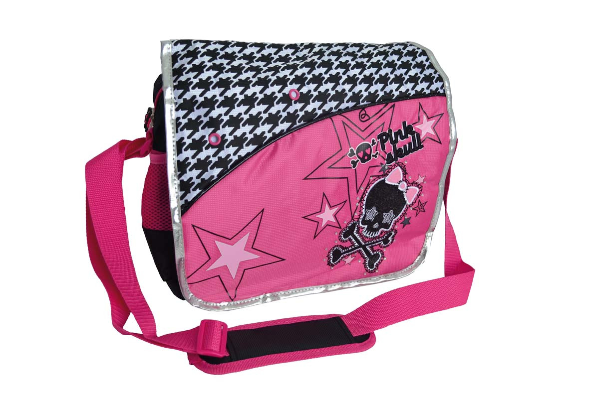 Сумка шкільна "PinkSkull" чорно-рожева, 34.5*28*10.5см