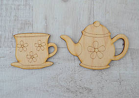 Набір фігур з фанери 0,4 "Підставка під гаряче "Чайний сервіз", 2 шт., упаковка 15*12 см