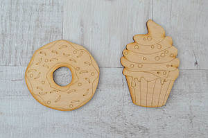 Набір фігур з фанери 0,4 "Підставка під гаряче "Солодощі", 2 шт., упаковка 15*12 див.