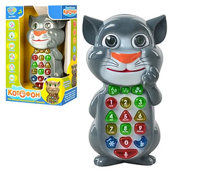 Розумний телефон Кіт Том 7344, 17 см, цифри, цифри, російська озвучка, світло, на батарейках в коробці