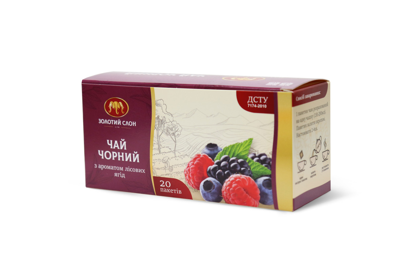 Чай Золотий Слон чорний Лісові ягоди ф/п 20*1,3 м б/я