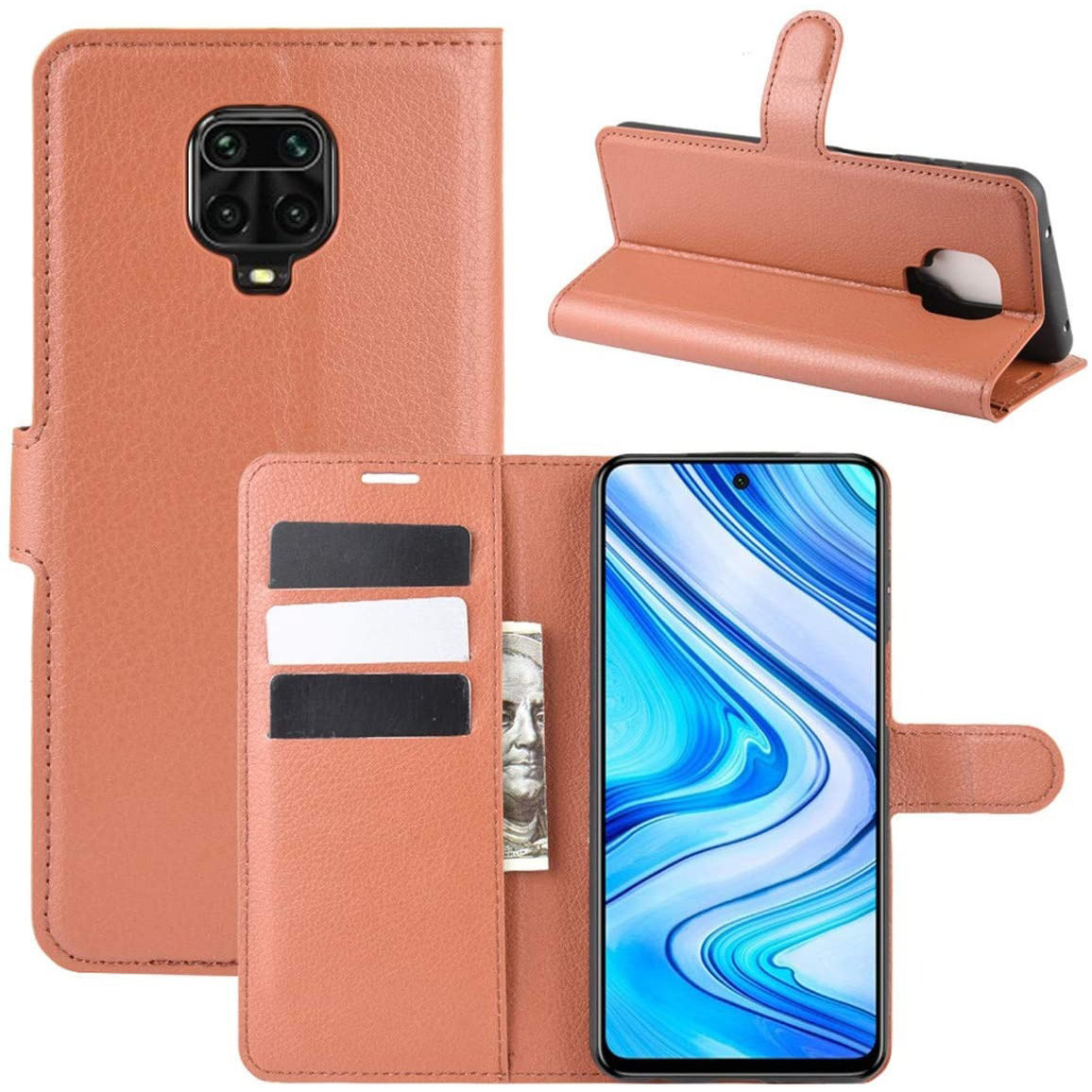 Чохол-книжка Litchie Wallet для Xiaomi Redmi Note 9s / Note 9 Pro / Note 9 Pro Max Brown