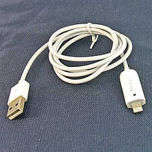 USB дата-кабель для Apple iPhone, iPad, Lightning, зі світловим логотипом "iPhone"