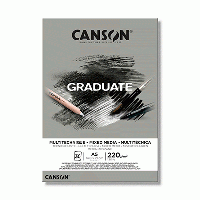 Блок серой бумаги для миксованных техник Canson Graduate Mix Media Grey, 220 гр, А5, 14,8*21см, 30л, 0110370