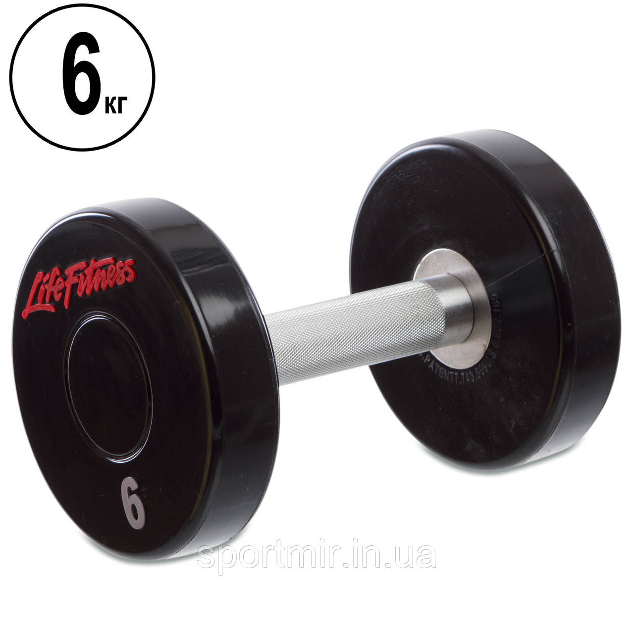 Гантель суцільна професійна Life Fitness (1 шт.) SC-80081-6 6 кг (поліуретанове покриття, вага 6 кг), фото 1
