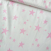 Фланель (байка) рожеві зірочки на білому, ш. 240 см