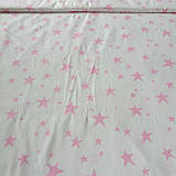 Сатин з зірками рожевими на білому тлі, ш. 160 см, фото 2