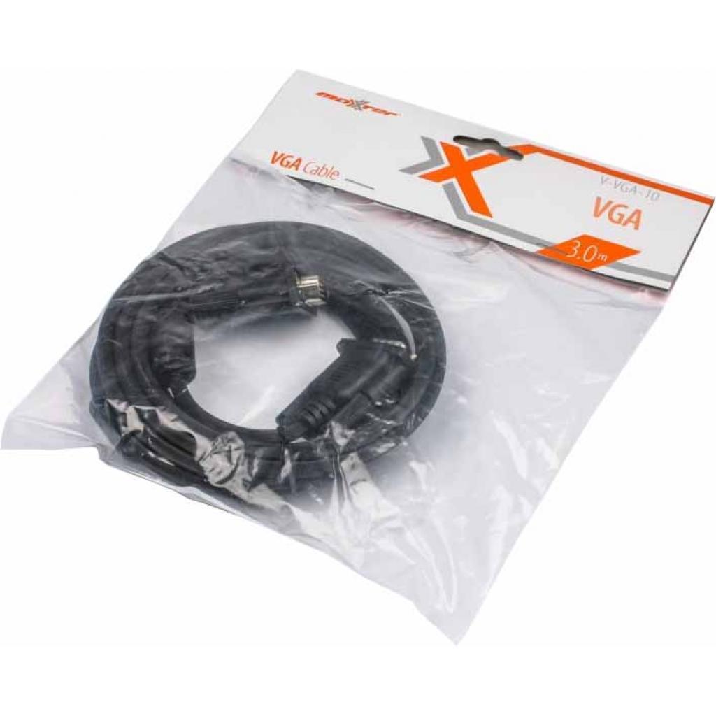Кабель VGA 3.0 m Maxxter (V-VGA-10) чорний (пакет)