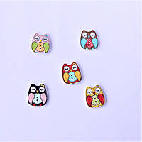 Ґудзик декоративний "Сова" дерев'яна 2*2 см 5 шт. набір