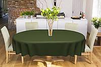 Скатерть овальная хлопок тефлон водоотталкивающая гидрофобная пропитка цвет оливково-зеленый