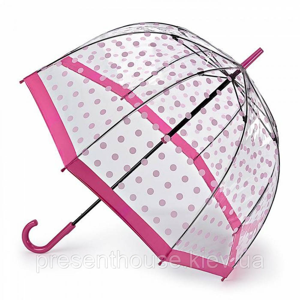 Парасолька-тростина жіноча Fulton Birdcage-2 L042 Pink Polka (Рожевий горох)