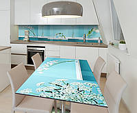 Наклейка 3Д виниловая на стол Zatarga «Необычные Цветы» 600х1200 мм для домов, квартир, столов, кофейн,