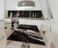 Наклейка 3Д виниловая на стол Zatarga «Леопард и Водопад» 600х1200 мм для домов, квартир, столов,