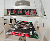Наклейка 3Д виниловая на стол Zatarga «Розы в Рамках» 600х1200 мм для домов, квартир, столов, кофейн,