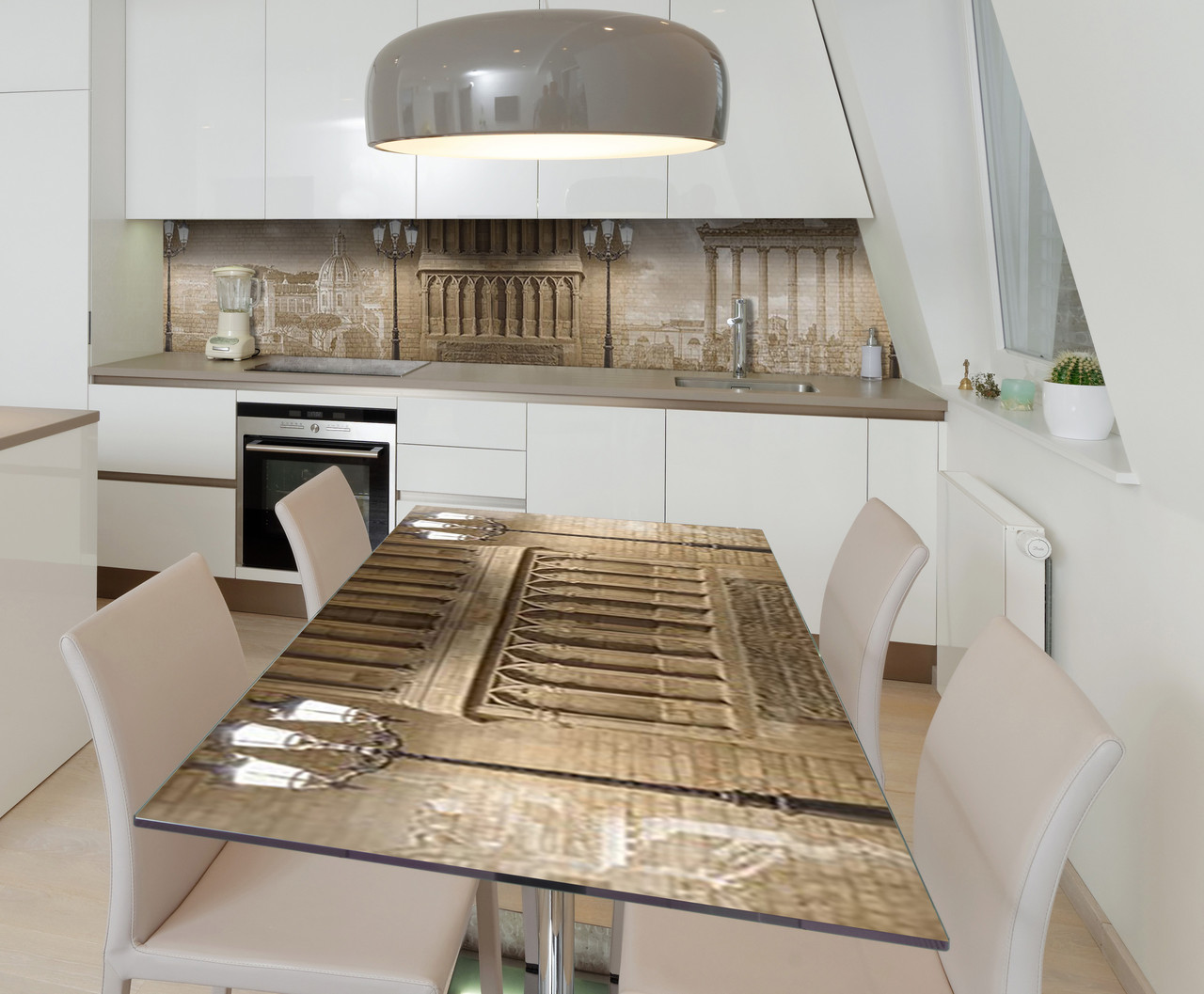 Наліпка 3Д вінілова на стіл Zatarga «3Д Античність» 600х1200 мм для будинків, квартир, столів, кофеєнь,