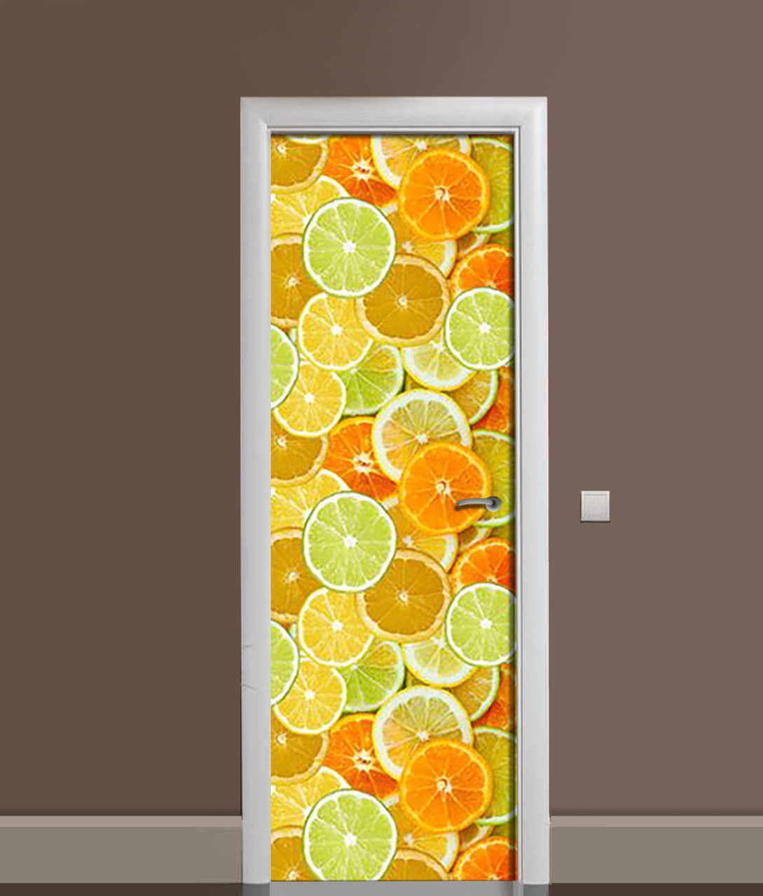 Наліпка на дверь Zatarga "Яркие Цитрусы" 650х2000 мм виниловая 3Д Наліпка декор самоклеящаяся