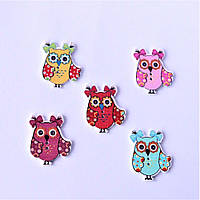 Ґудзик декоративний "Совонька" дерев'яна 2,5*3 см 5 шт. набір