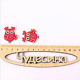 Ґудзик декоративний "Совонька" дерев'яна 2,5*3 см 5 шт. набір, фото 2