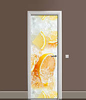 Наклейка на дверь Zatarga "Апельсины во льду" 650х2000 мм виниловая 3Д наклейка декор самоклеящаяся