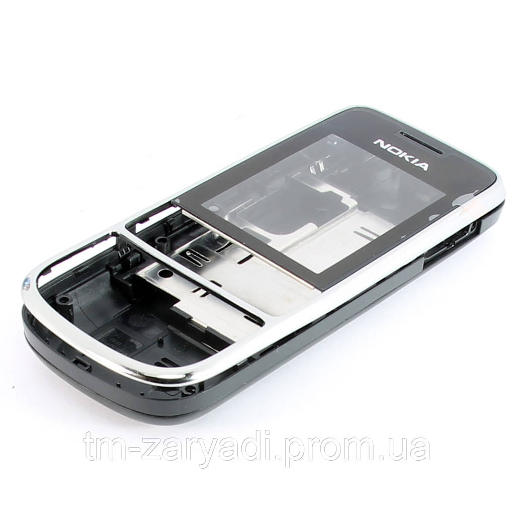 Корпус для Nokia 2700 classic, з латинницей, High Copy, Чорний /панель/кришка/накладка /нокіа