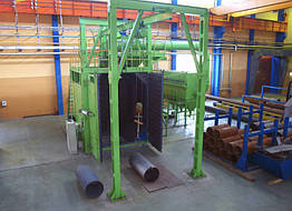 Дробеметная камера для очищення деталей на підвісці