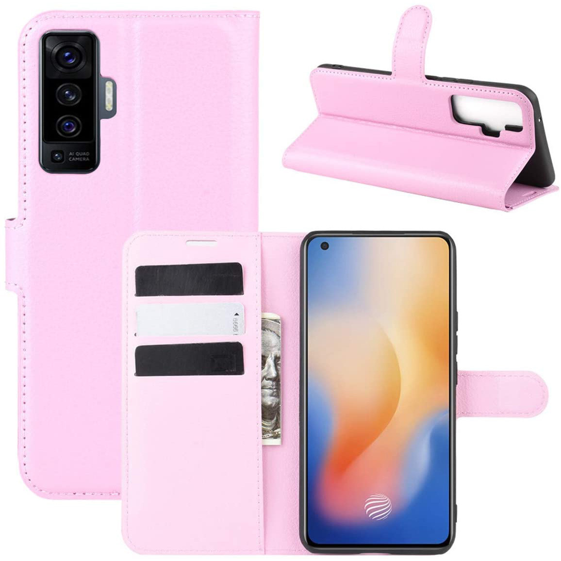 Чохол-книжка Litchie Wallet для Vivo X50 Pink