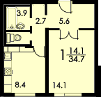 план Пластикові вікна в будинку серії П-одне 3 1 кімнатної