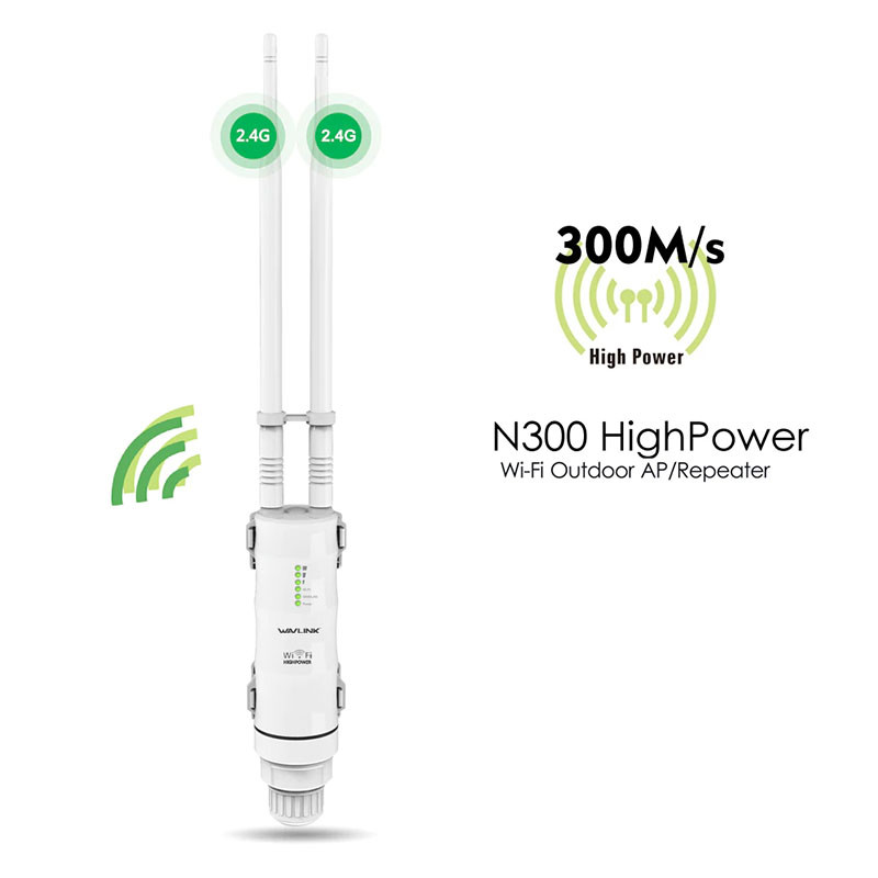 Підсилювач WiFi вуличний репітер ретранслятор 2,4 ГГц з WAN/LAN портом WavLink WS570 300Mbps, покриття до 200 м